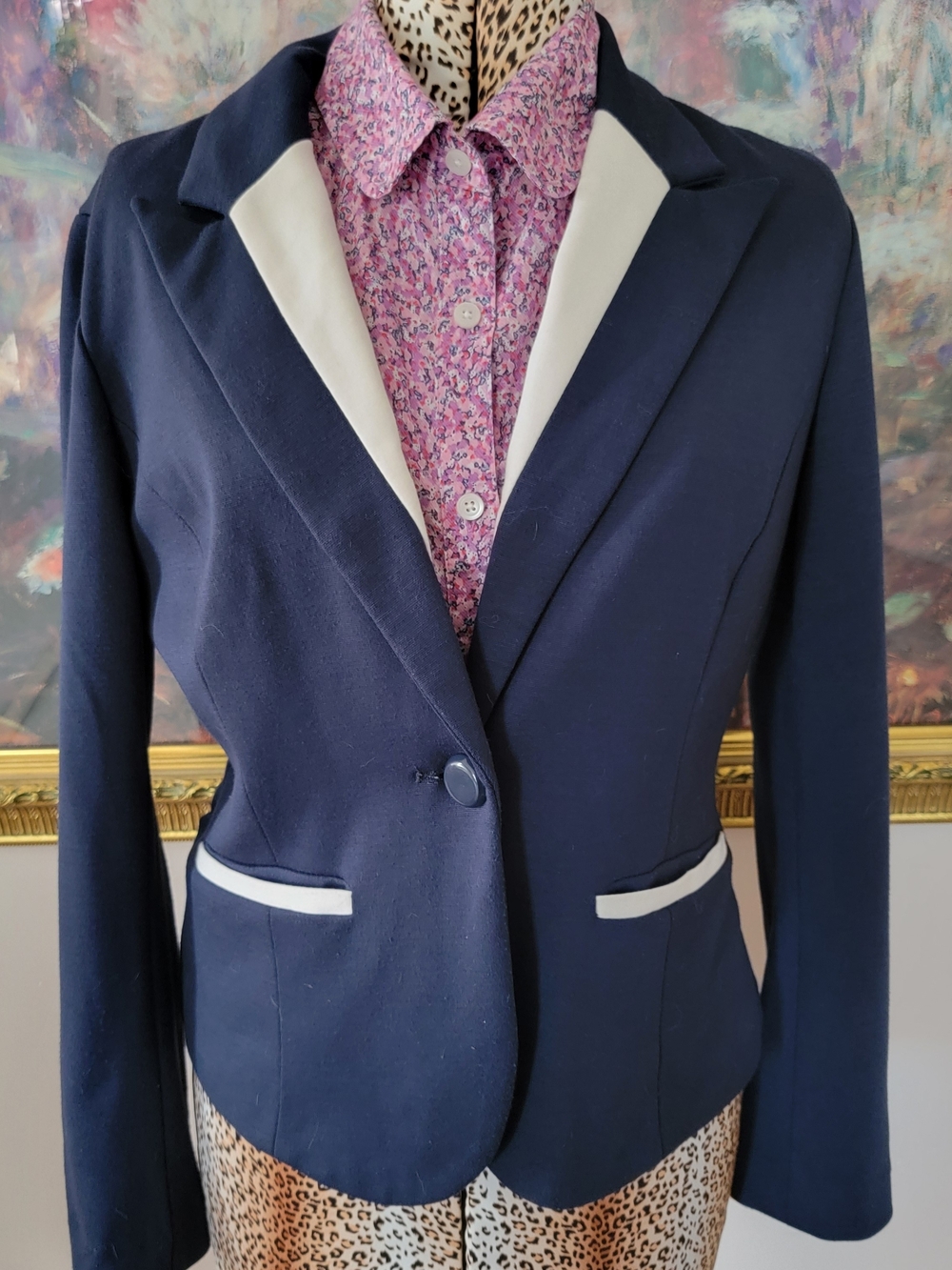 Vintage 90s Navy Jersey Blazer